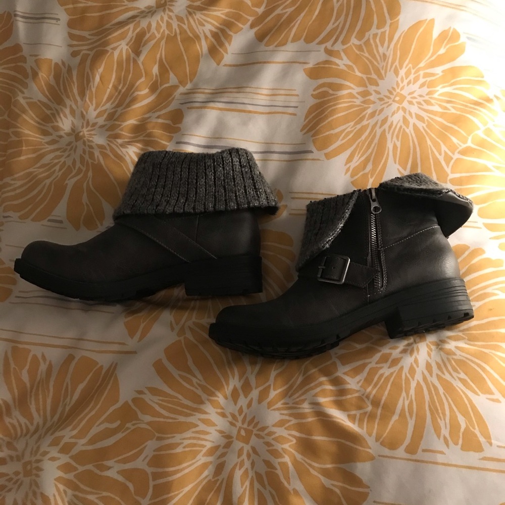 Gray ankle boots